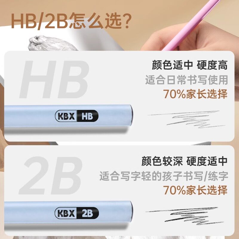 黑木铅笔三角正姿铅笔HB小学生专用一二年级学生铅笔2B幼儿园儿童初学练字学习文具无毒考试笔素描笔绘画笔