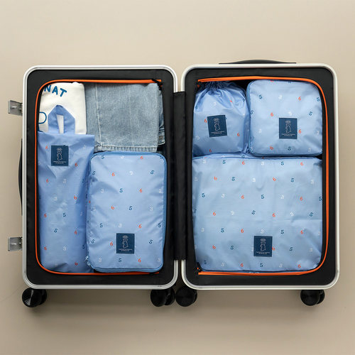 韩国romane大容量旅行行李箱收纳袋衣服鞋子杂物分装整理包5件套 - 图0