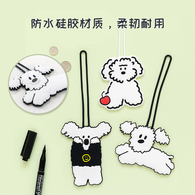 韩国romane卡通硅胶旅行箱行李牌防水吊牌拉杆箱托运防丢挂件背包 - 图1