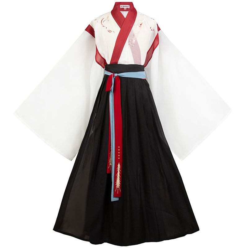 重回汉唐旗舰店重回汉唐白鸠原创正品中国风晋制交领情侣汉服女绣花齐腰襦裙春款3