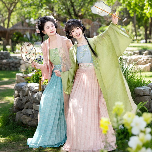 【重回汉唐几许芳华】改良吊带对襟长衫齐腰褶裙宋制汉服女款成人 - 图2