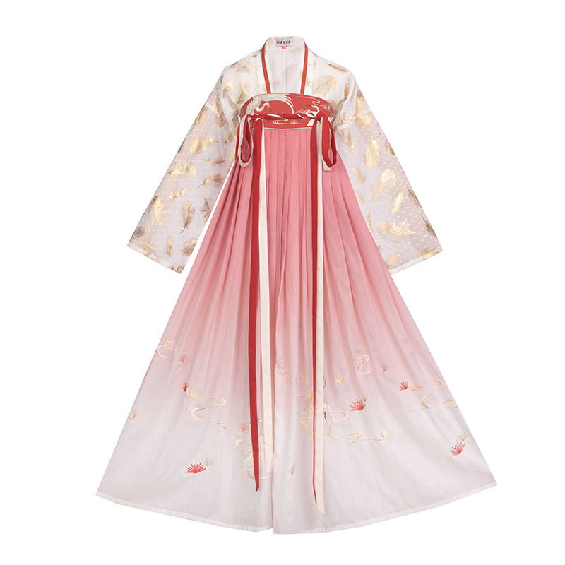 重回汉唐旗舰店重回汉唐鹤夜原创正品汉服齐胸襦裙5米大摆重工刺绣渐变女装夏季3