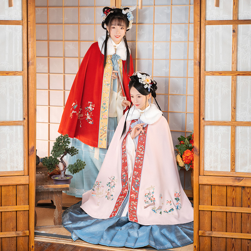 重回汉唐旗舰店重回汉唐满池娇汉服女正品原创刺绣加绒加厚日常披风斗篷秋冬外出1