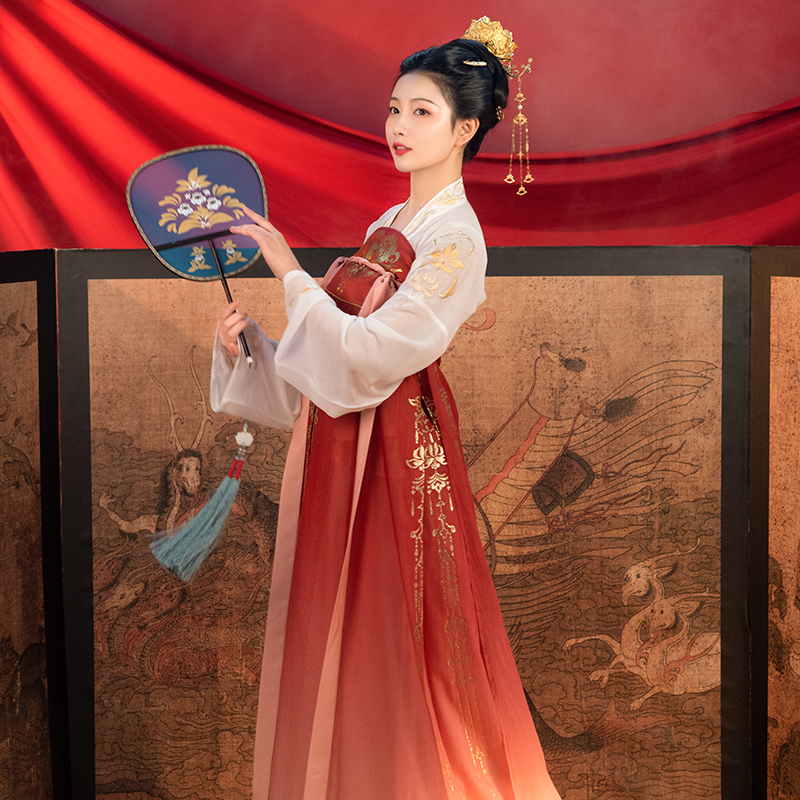 重回汉唐旗舰店重回汉唐x剑网3联名嬿婉同心原创正品汉服女织金齐胸襦裙婚服夏季0