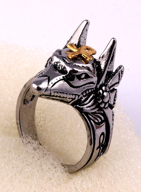 复古图腾防身狼头戒指