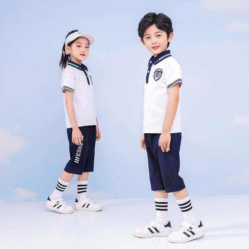 幼儿园园服运动短袖POLO领校服套装小学生班服夏装两件套毕业照服-图2