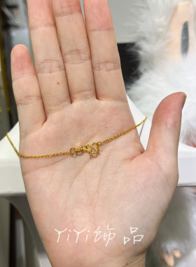 强烈推荐小雨自留款 沙金不掉色黄金四叶草项链手链一套装女配饰