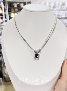 铜合金黑色锆石双层毛衣链女2026新款小众锁骨链中性男女同款项链