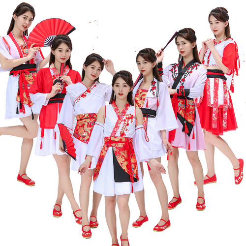 古装COS服SING女团寄明月红昭愿同款扇子舞蹈演出服装改良汉服女 - 图0
