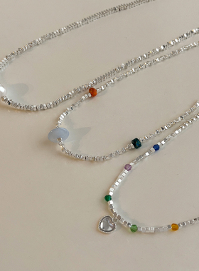 碎银子项链女小众设计感爱心吊坠