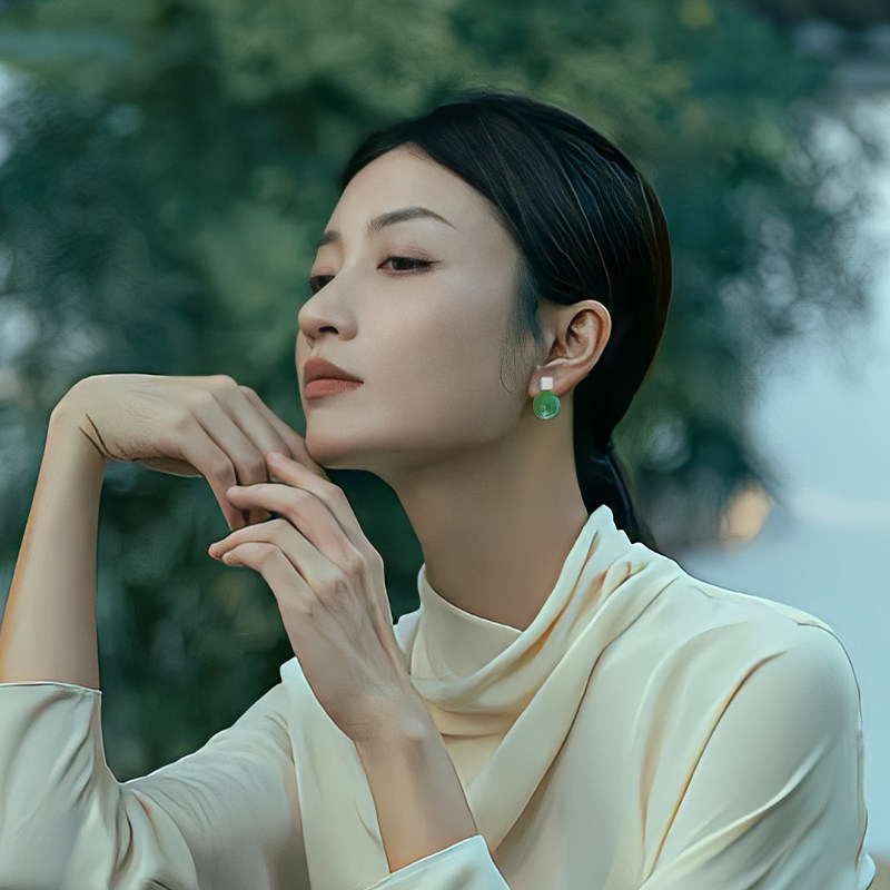 国风绿色耳钉女款新中式高级感旗袍马面裙耳环古风清冷感耳坠耳饰,淘宝优惠券,粉丝福利购,淘宝优惠卷