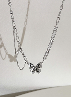 黑色蝴蝶甜酷项链辣妹配饰