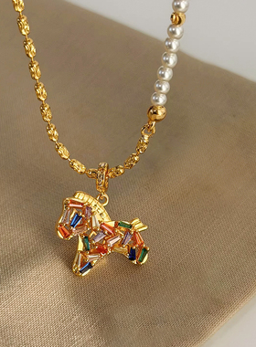 多巴胺彩色小马项链女新年