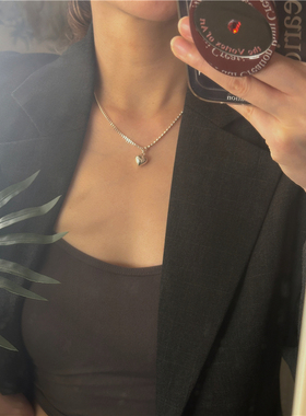 安小柏◆通体s925纯银高级感小众立体爱心拼接链条银项链锁骨链女