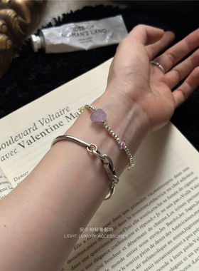 安小柏◆ 通体S925纯银小众碎银子天然水晶串珠彩色手链手串高级