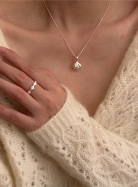 安小柏◆清冷风极简 韩国小众设计感通体925纯银贝壳细圈开口戒指