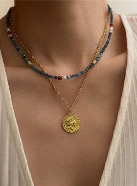 法式天然串珠项链叠戴锁骨链