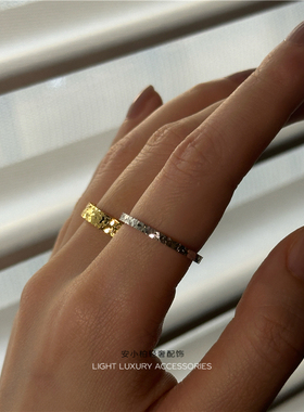 安小柏 三面爆闪碎碎冰戒指 周同款通体S925纯银情侣对戒轻奢气质