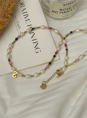 法式珍珠字母手工项链