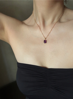 安小柏◆能量~小众设计天然石水晶宝石精致矩形吊坠项链轻奢叠戴