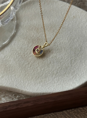 安小柏◆精致 通体925纯银镀金彩色水晶镶嵌高级感锁骨链气质项链