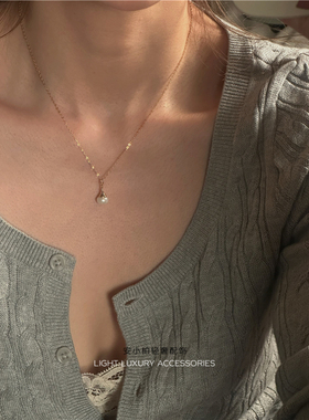 安小柏◆极简一颗珍珠通体925纯银天然珍珠项链高级感氛围通勤女