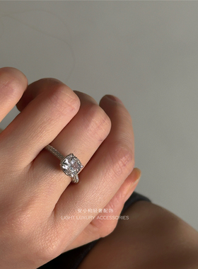 安小柏◆爆闪雷迪恩冰花切割密镶满钻戒指女气质通体S925纯银高级