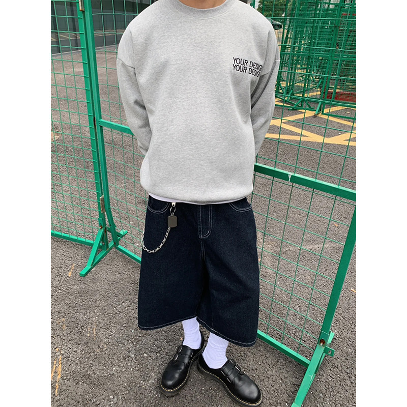 美式复古夏季原色七分牛仔短裤男女街头阔腿潮牌宽松百搭休闲裤子,淘宝优惠券,粉丝福利购,淘宝优惠卷