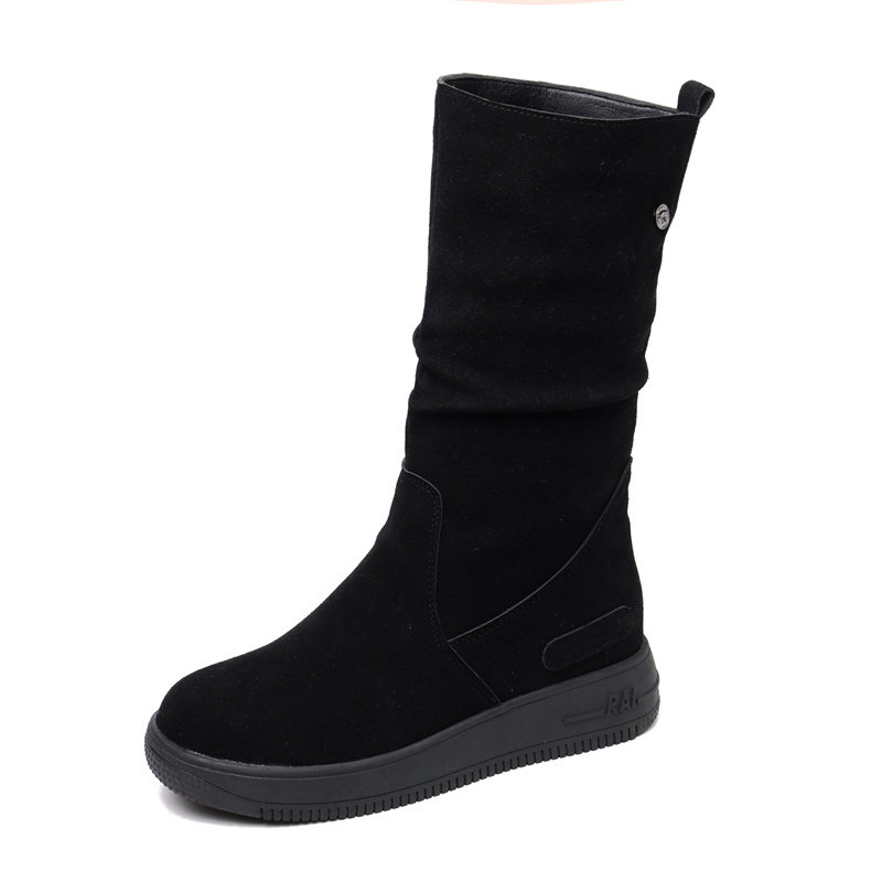 厚底防滑磨砂高靴女真皮冬季加绒中筒靴平底雪地靴保暖棉鞋马丁靴,淘宝优惠券,粉丝福利购,淘宝优惠卷