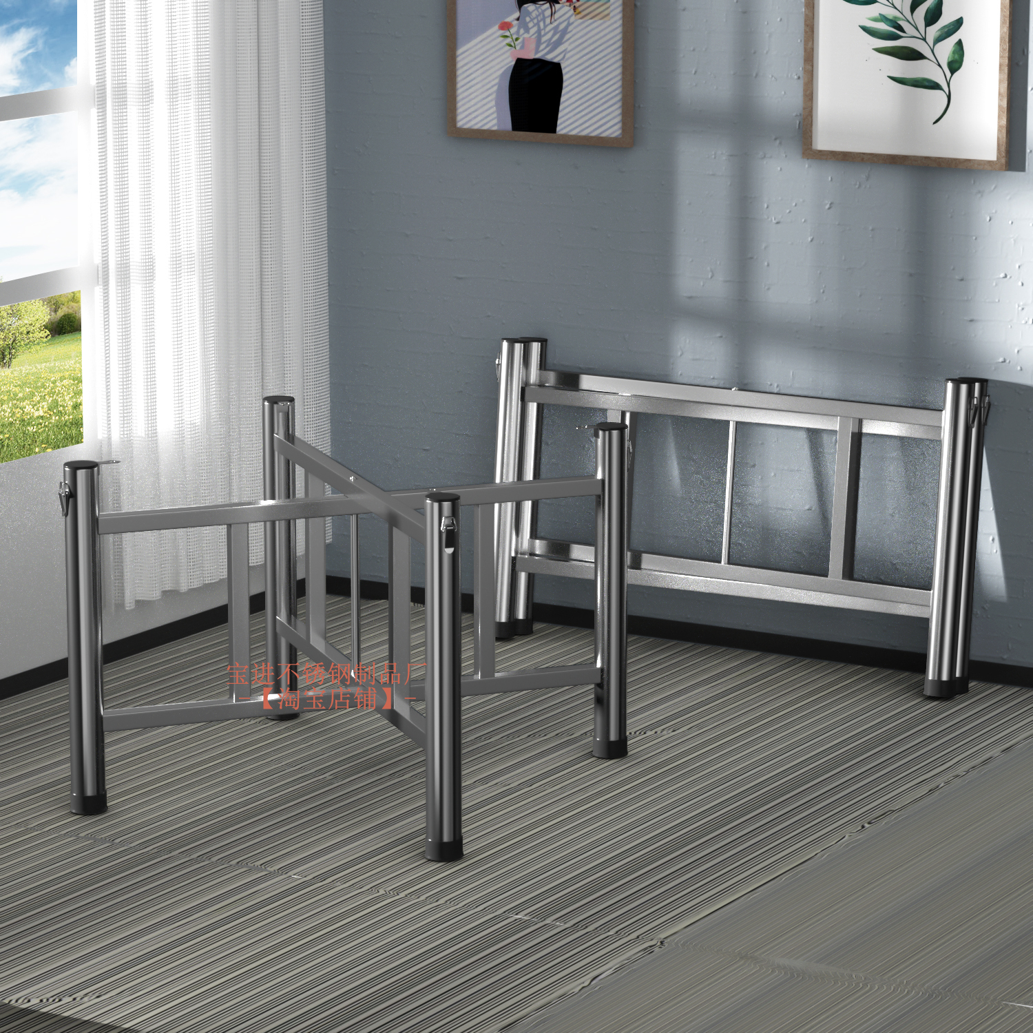 不锈钢圆桌腿支架桌架脚桌脚架子桌腿方桌实木餐桌脚台脚 - 图0