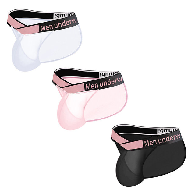 PUMP men's briefs, ultra-thin ice silk, transparent, high-cut, low-waist, sporty and comfortable, U-convex underpants