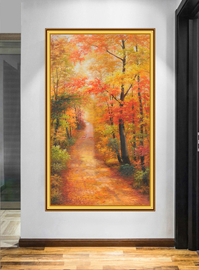 风景油画黄金走廊过道装饰壁画