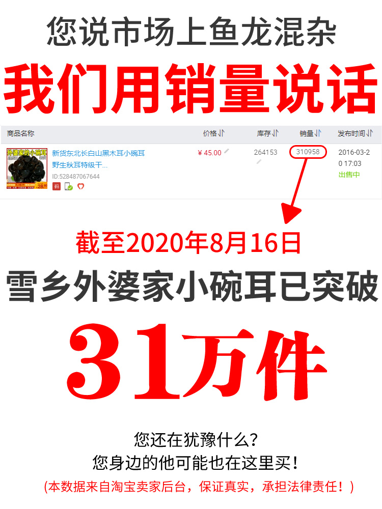 新货东北特产黑木耳小碗耳秋木耳非野生干货特产老鼠耳农家250g_外婆家干货特产_粮油调味/速食/干货/烘焙-第5张图片-提都小院