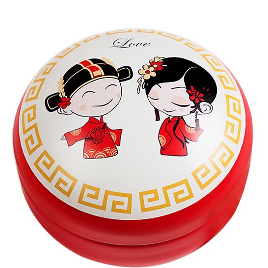 2024新款结婚礼盒婚庆包装空盒圆形喜糖盒子高级中式免折叠铁盒子