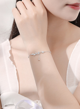 999足银穗穗有你麦穗手链女纯银轻奢小众高级感百搭礼物手环饰品