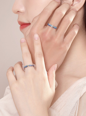 原创小王子情侣对戒925纯银戒指男女一对小众设计ins开口指环饰品