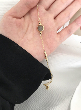 细手链闪光石转运珠粉水晶招桃花