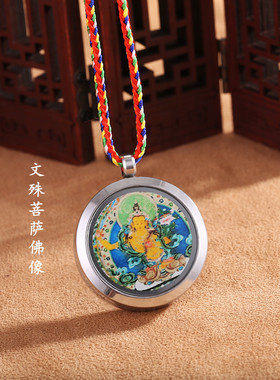 嘎乌盒钛钢男结缘黄财神情侣饰品