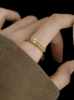 金色貔貅复古雕刻女士食指戒指