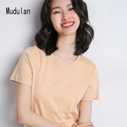 牧都兰纯棉ins潮短袖女韩版打底百搭修身圆领2025T恤春夏款上衣