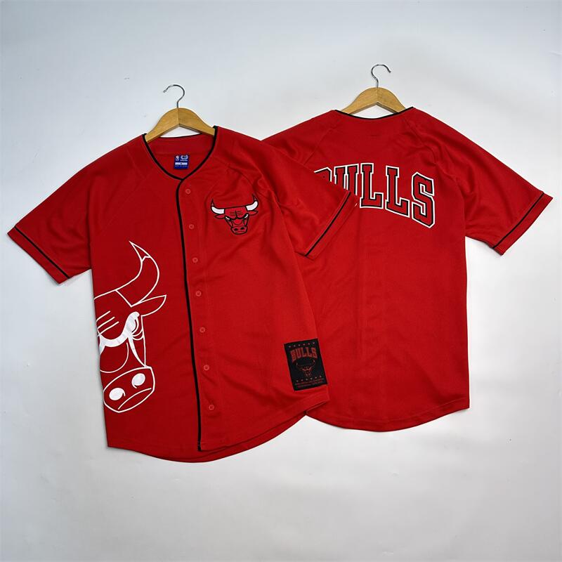 2025年春季新品 北美篮球单排纽扣棒球开衫 万针刺绣队标大码短袖 - 图1