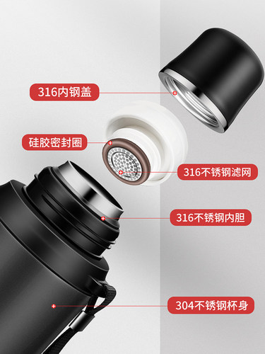富光316不锈钢壶保温杯男女超大容量智能水杯杯盖可降温便携茶杯 - 图2