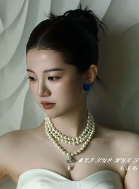 美诺婚饰韩式珍珠气质婚纱颈链