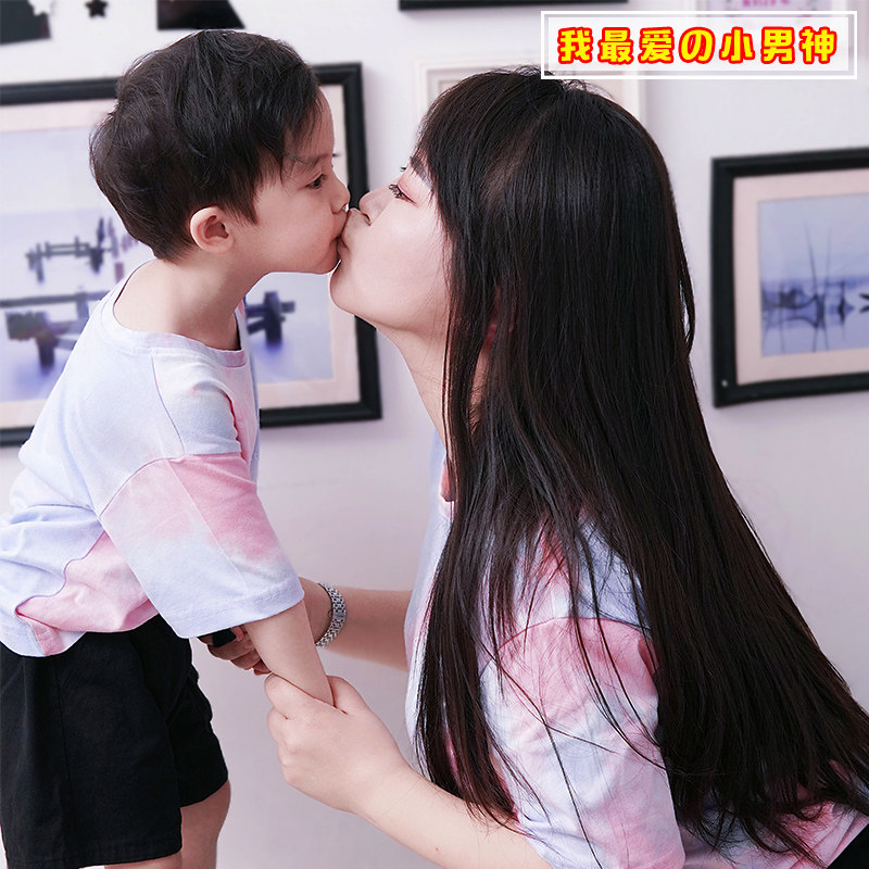 一家四口亲子装2020新款潮夏季t恤 哆啦脚丫童装亲子装/亲子时装