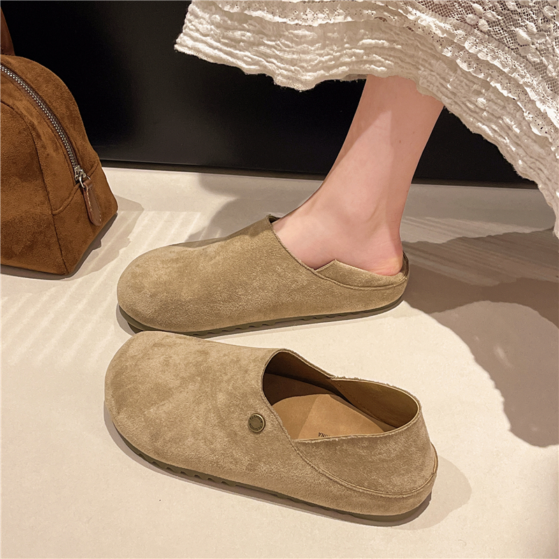 复古时尚软底一脚蹬勃肯鞋女2025春夏新款百搭轻便平底两穿豆豆鞋 - 图2
