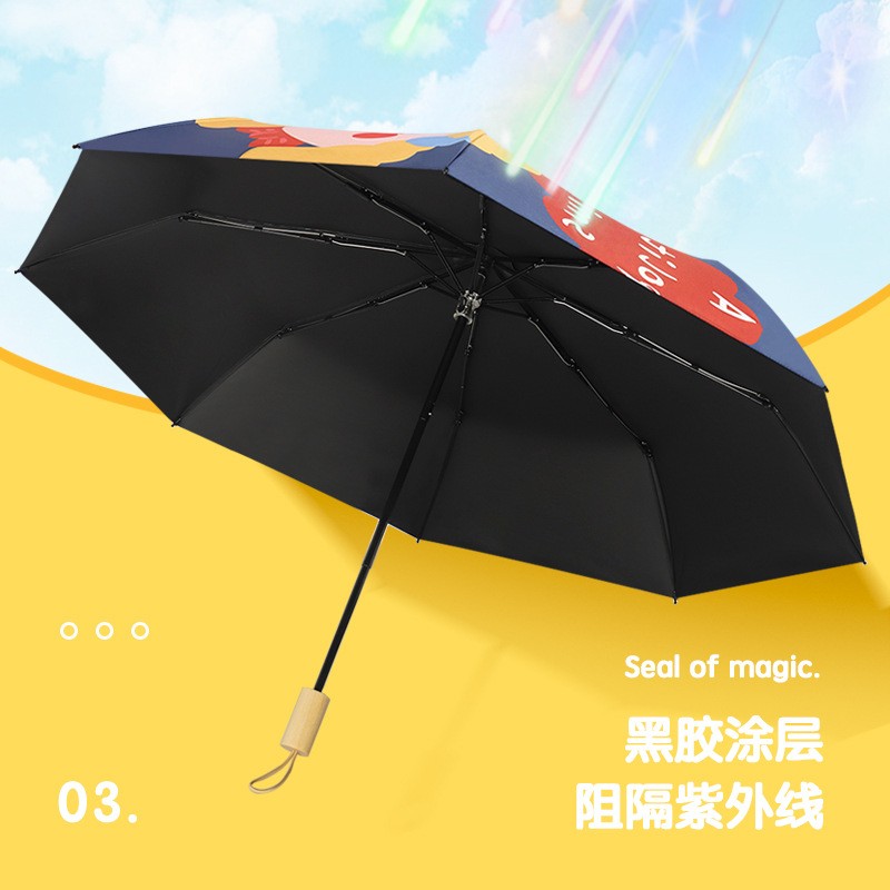 折叠晴雨伞黑胶防晒防紫外线太阳伞韩国女个性创意小清新成人手动