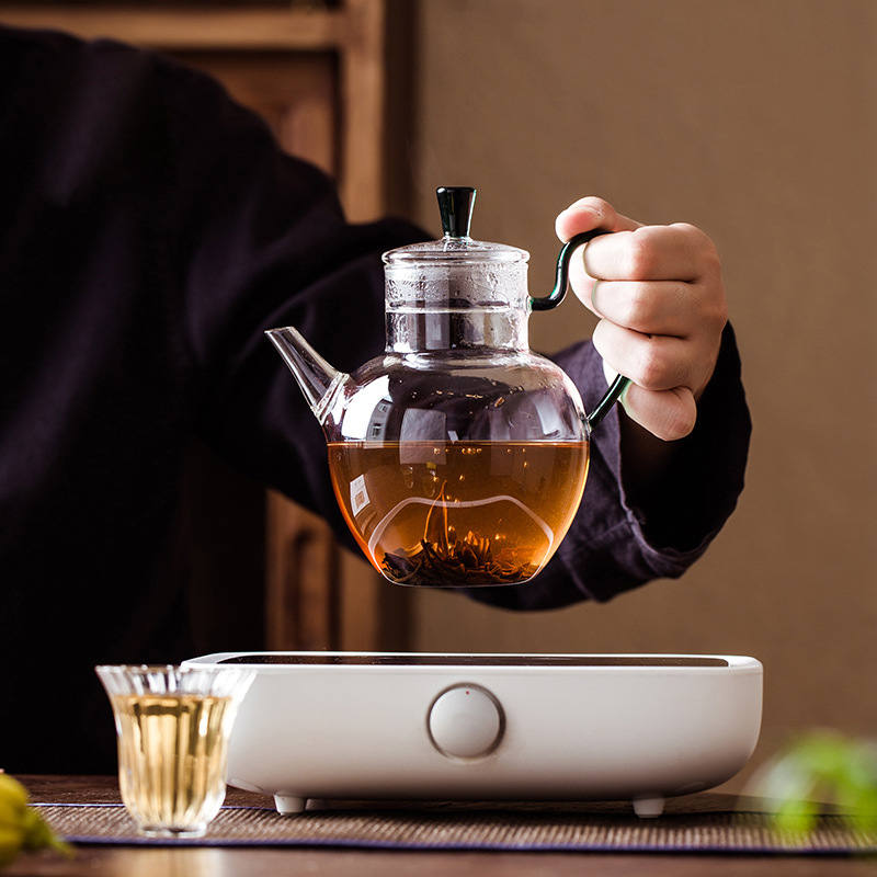 禾器大容量苹果执壶煮茶壶玻璃煮水花茶果茶壶茶具高硼硅壶 - 图0