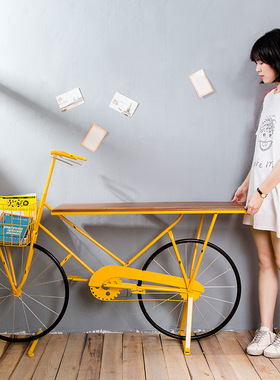 彩色自行车桌子落地美式橱窗酒吧