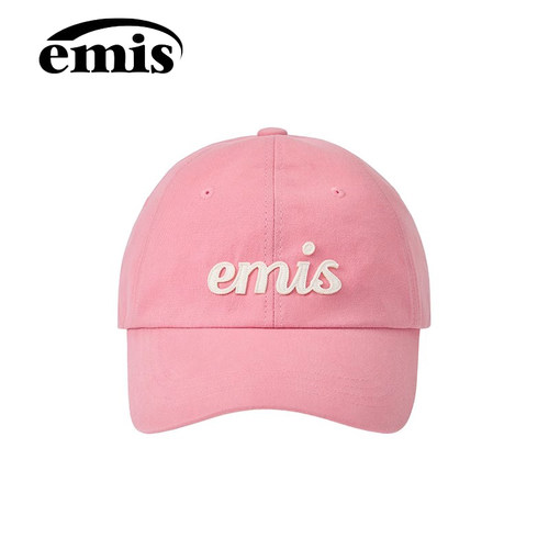 emis帽子贴布手写体棒球帽女奶油色鸭舌帽男百搭休闲软顶运动帽 - 图2