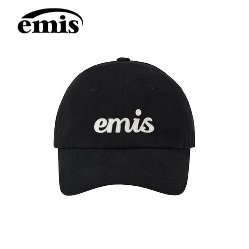 emis帽子贴布手写体棒球帽女奶油色鸭舌帽男百搭休闲软顶运动帽 - 图0